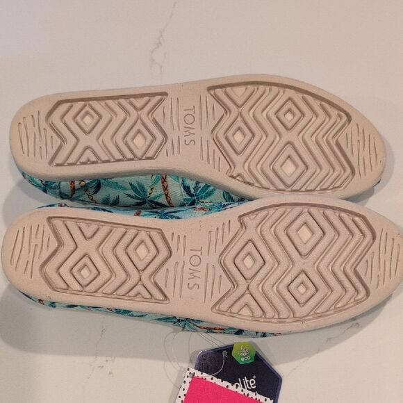 Toms x Paper Source Soft Blue Palm Trees Alpargata Slip-Ons Flat Shoes Size 7 - Picture 11 of 13
